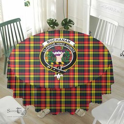 Scottish Buchanan Modern Crest Tartan Plaid Round Tablecloth Tartan Home Decor Scottish Plaid Tartan Plaid - ScotsTee - scotstee.com