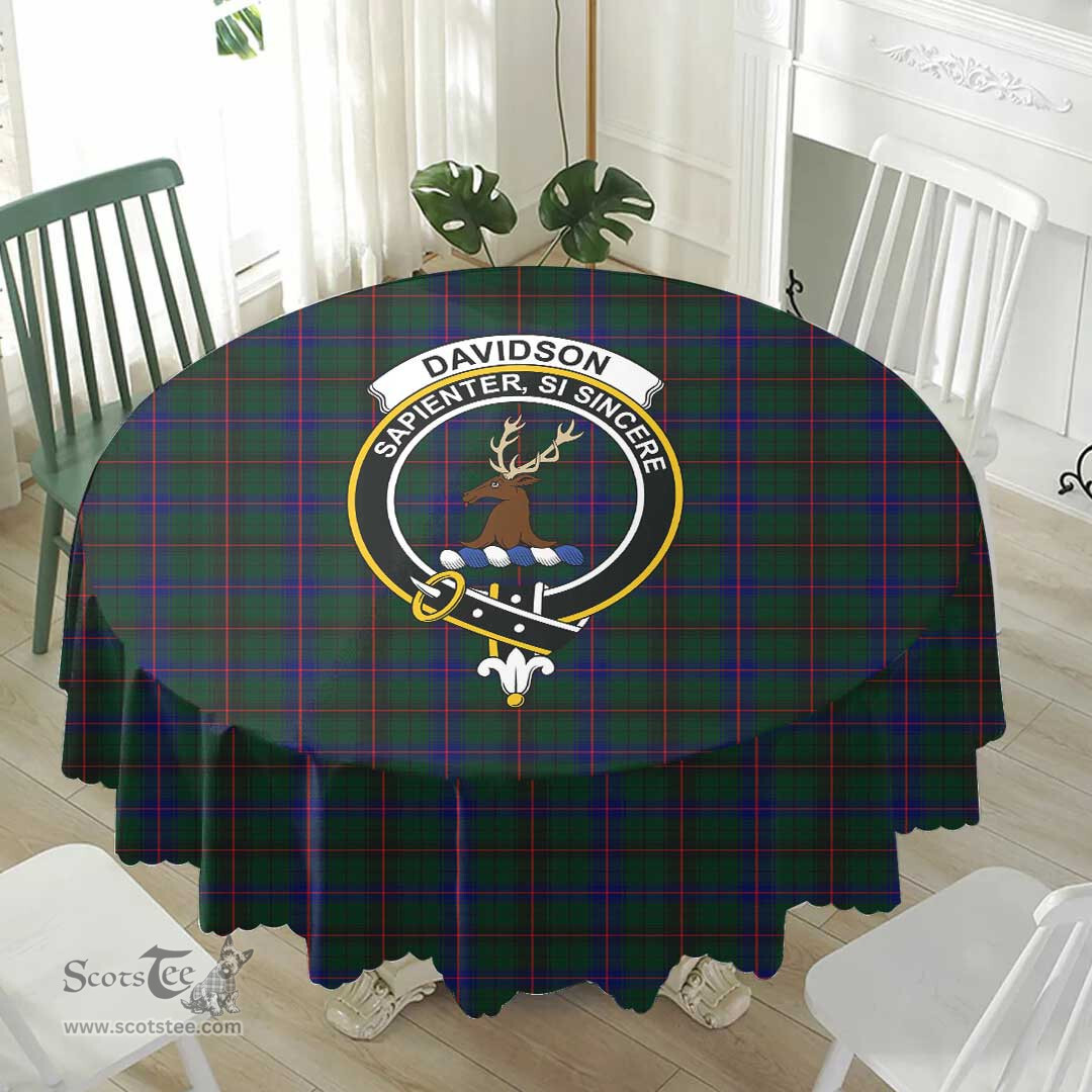Scottish Davidson Modern Crest Tartan Plaid Round Tablecloth Tartan Home Decor Scottish Plaid Tartan Plaid - ScotsTee - scotstee.com
