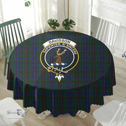 Scottish Davidson Modern Crest Tartan Plaid Round Tablecloth Tartan Home Decor Scottish Plaid Tartan Plaid - ScotsTee - scotstee.com