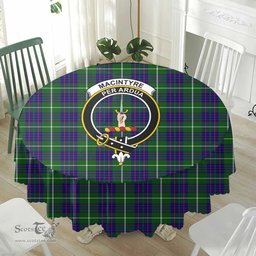 Scottish MacIntyre Hunting Modern Crest Tartan Plaid Round Tablecloth Tartan Home Decor Scottish Plaid Tartan Plaid - ScotsTee - scotstee.com