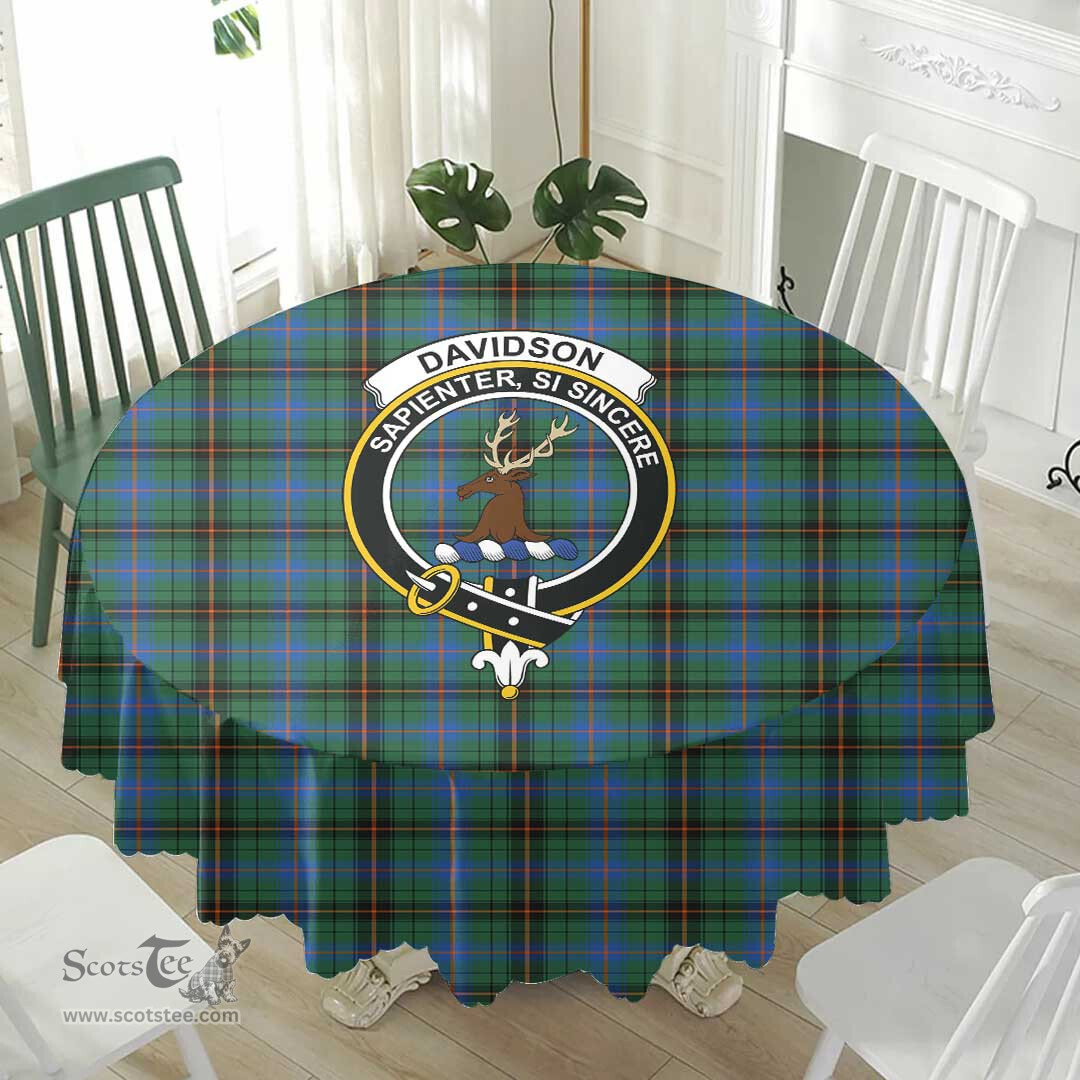 Scottish Davidson Ancient Crest Tartan Plaid Round Tablecloth Tartan Home Decor Scottish Plaid Tartan Plaid - ScotsTee - scotstee.com