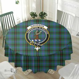 Scottish Davidson Ancient Crest Tartan Plaid Round Tablecloth Tartan Home Decor Scottish Plaid Tartan Plaid - ScotsTee - scotstee.com