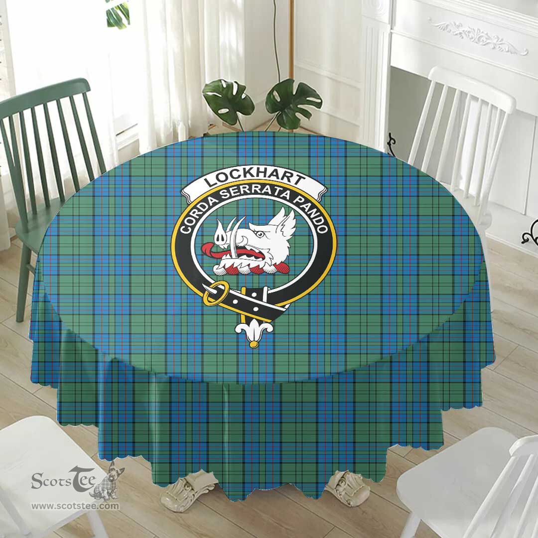 Scottish Lockhart Crest Tartan Plaid Round Tablecloth Tartan Home Decor Scottish Plaid Tartan Plaid - ScotsTee - scotstee.com
