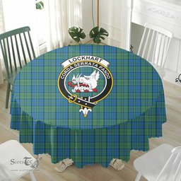 Scottish Lockhart Crest Tartan Plaid Round Tablecloth Tartan Home Decor Scottish Plaid Tartan Plaid - ScotsTee - scotstee.com
