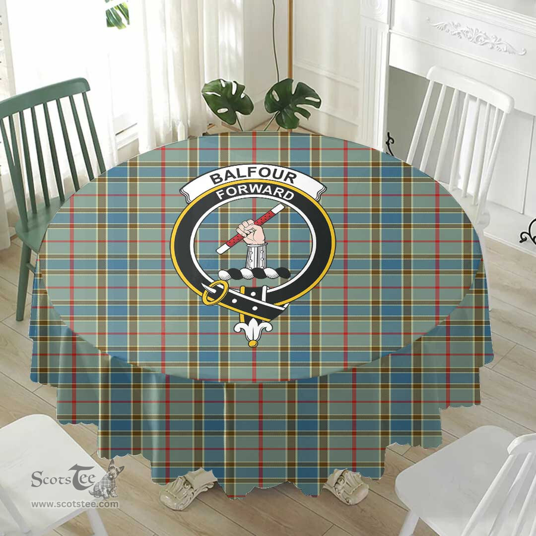 Scottish Balfour Blue Crest Tartan Plaid Round Tablecloth Tartan Home Decor Scottish Plaid Tartan Plaid - ScotsTee - scotstee.com