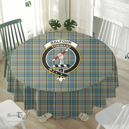 Scottish Balfour Blue Crest Tartan Plaid Round Tablecloth Tartan Home Decor Scottish Plaid Tartan Plaid - ScotsTee - scotstee.com