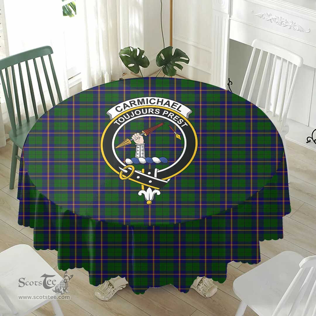 Scottish Carmichael Modern Crest Tartan Plaid Round Tablecloth Tartan Home Decor Scottish Plaid Tartan Plaid - ScotsTee - scotstee.com