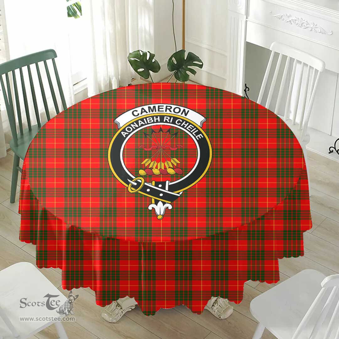 Scottish Cameron Modern Crest Tartan Plaid Round Tablecloth Tartan Home Decor Scottish Plaid Tartan Plaid - ScotsTee - scotstee.com
