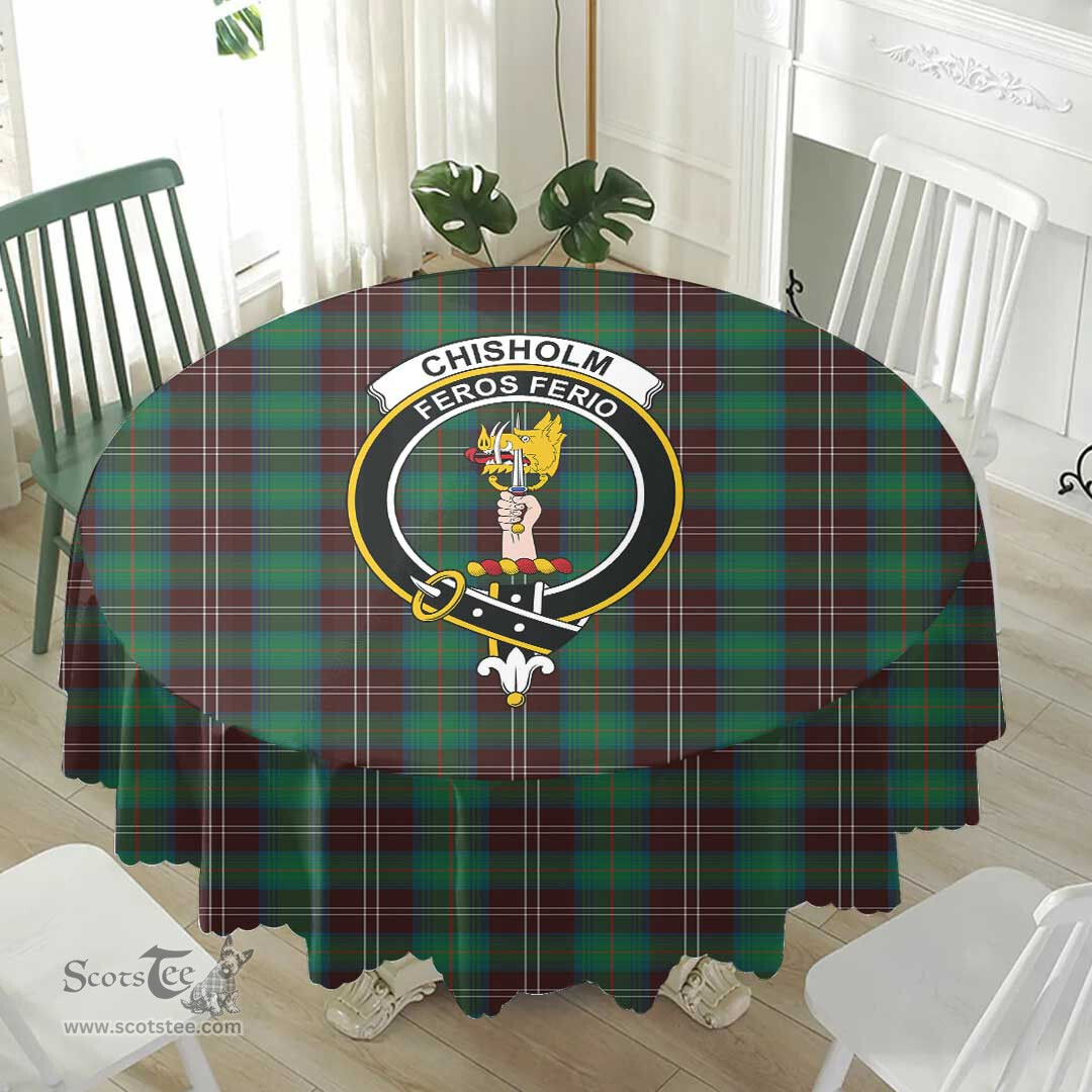 Scottish Chisholm Hunting Ancient Crest Tartan Plaid Round Tablecloth Tartan Home Decor Scottish Plaid Tartan Plaid - ScotsTee - scotstee.com