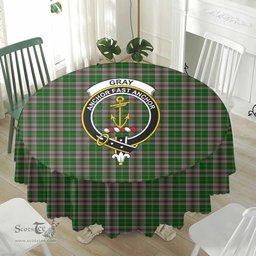 Scottish Gray Hunting Crest Tartan Plaid Round Tablecloth Tartan Home Decor Scottish Plaid Tartan Plaid - ScotsTee - scotstee.com
