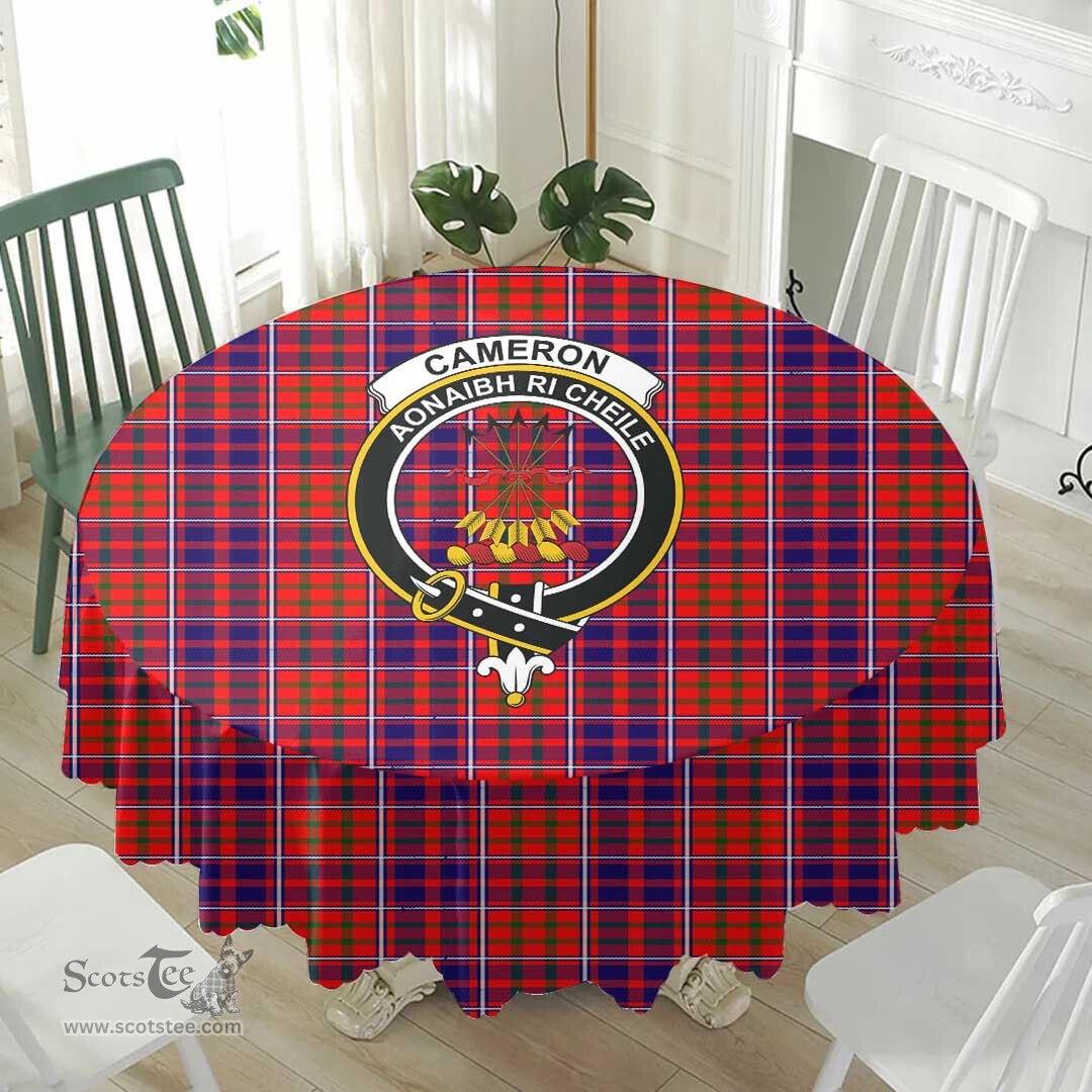 Scottish Cameron of Lochiel Modern Crest Tartan Plaid Round Tablecloth Tartan Home Decor Scottish Plaid Tartan Plaid - ScotsTee - scotstee.com