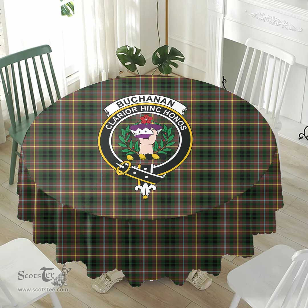 Scottish Buchanan Hunting Crest Tartan Plaid Round Tablecloth Tartan Home Decor Scottish Plaid Tartan Plaid - ScotsTee - scotstee.com