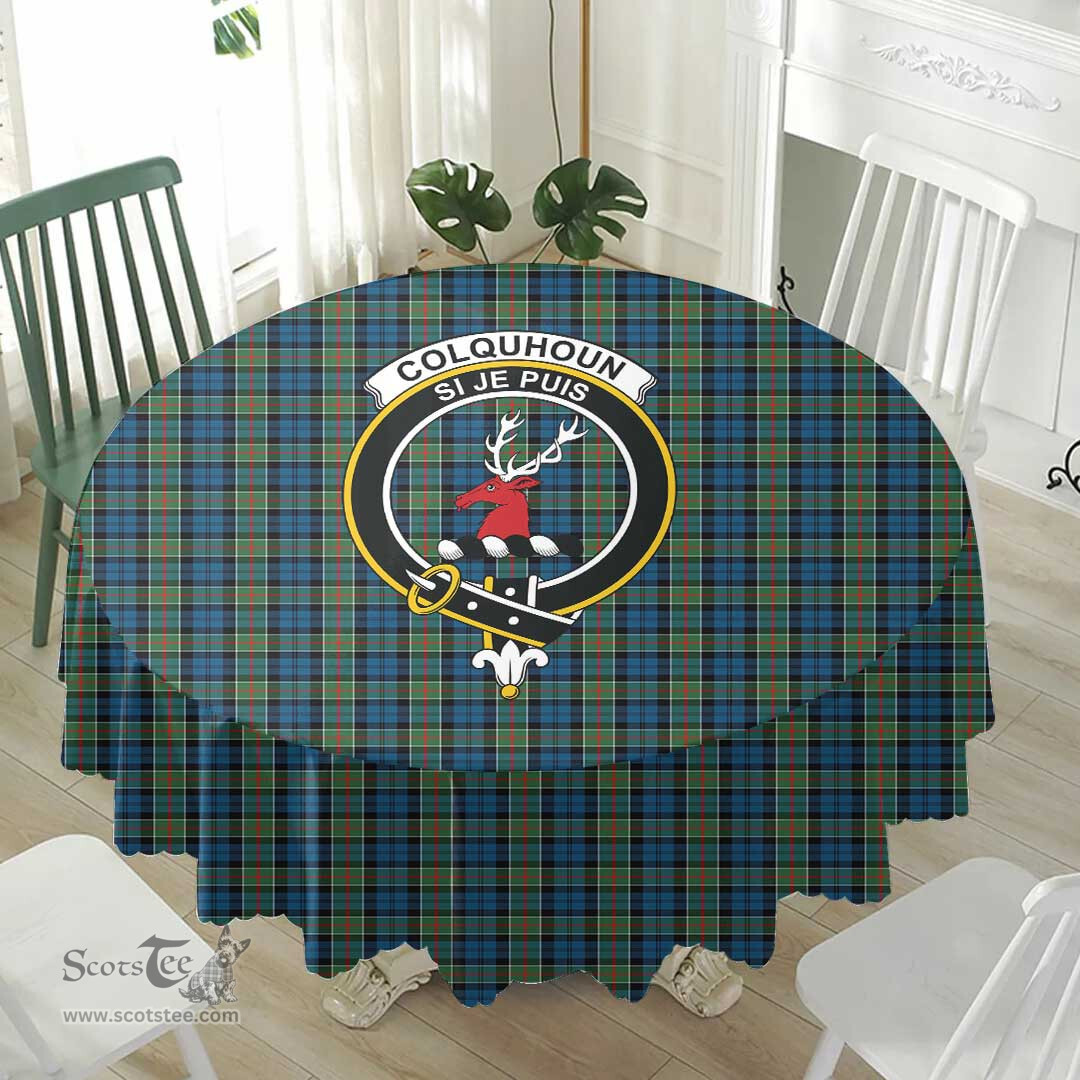 Scottish Colquhoun Ancient Crest Tartan Plaid Round Tablecloth Tartan Home Decor Scottish Plaid Tartan Plaid - ScotsTee - scotstee.com