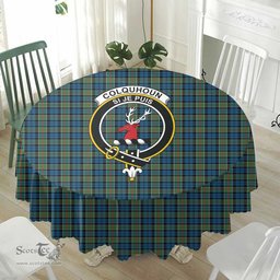 Scottish Colquhoun Ancient Crest Tartan Plaid Round Tablecloth Tartan Home Decor Scottish Plaid Tartan Plaid - ScotsTee - scotstee.com