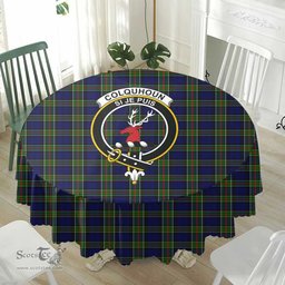Scottish Colquhoun Modern Crest Tartan Plaid Round Tablecloth Tartan Home Decor Scottish Plaid Tartan Plaid - ScotsTee - scotstee.com