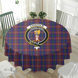 Scottish Chisholm Hunting Modern Crest Tartan Plaid Round Tablecloth Tartan Home Decor Scottish Plaid Tartan Plaid - ScotsTee - scotstee.com