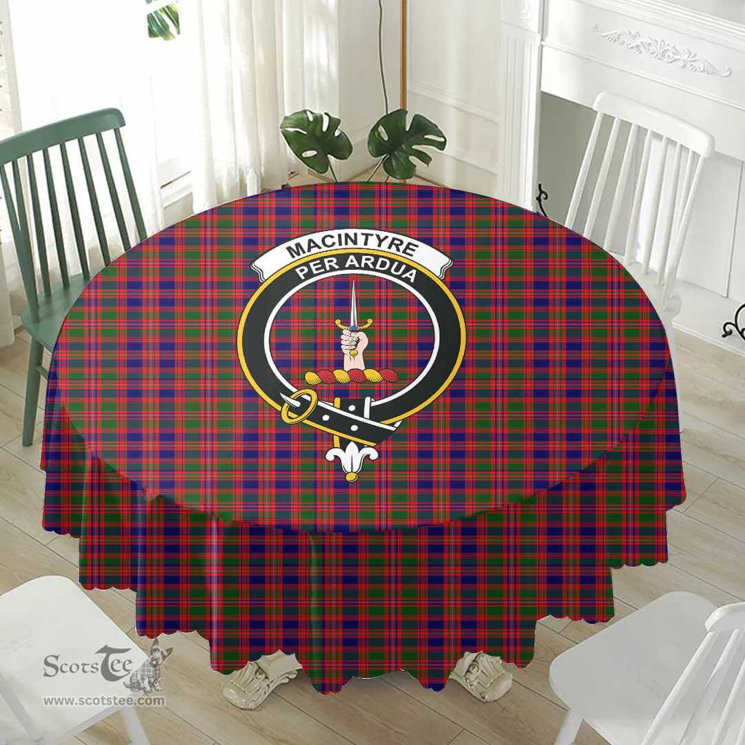Scottish MacIntyre Modern Crest Tartan Plaid Round Tablecloth Tartan Home Decor Scottish Plaid Tartan Plaid - ScotsTee - scotstee.com