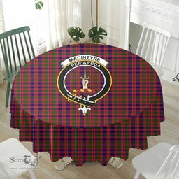 Scottish MacIntyre Modern Crest Tartan Plaid Round Tablecloth Tartan Home Decor Scottish Plaid Tartan Plaid - ScotsTee - scotstee.com