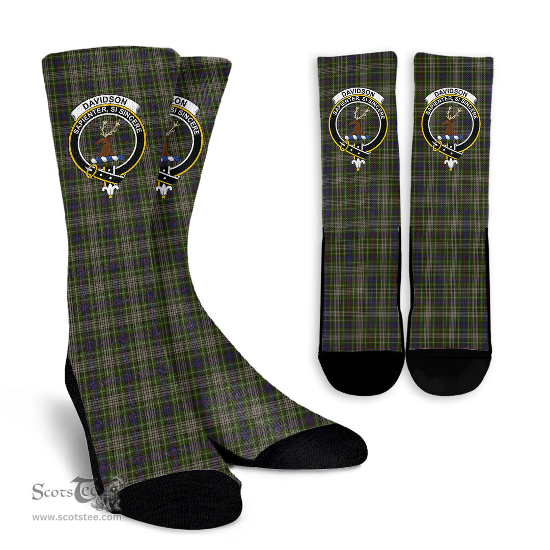 Scottish Davidson Tulloch Dress Crest Tartan Plaid Crew Socks - Scottish Clans Crest Socks Scottish Plaid Tartan Plaid - ScotsTee - scotstee.com
