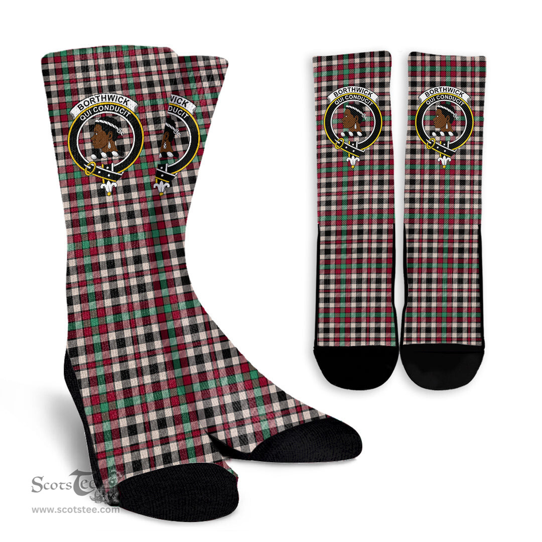 Scottish Borthwick Dress Ancient Crest Tartan Plaid Crew Socks - Scottish Clans Crest Socks Scottish Plaid Tartan Plaid - ScotsTee - scotstee.com