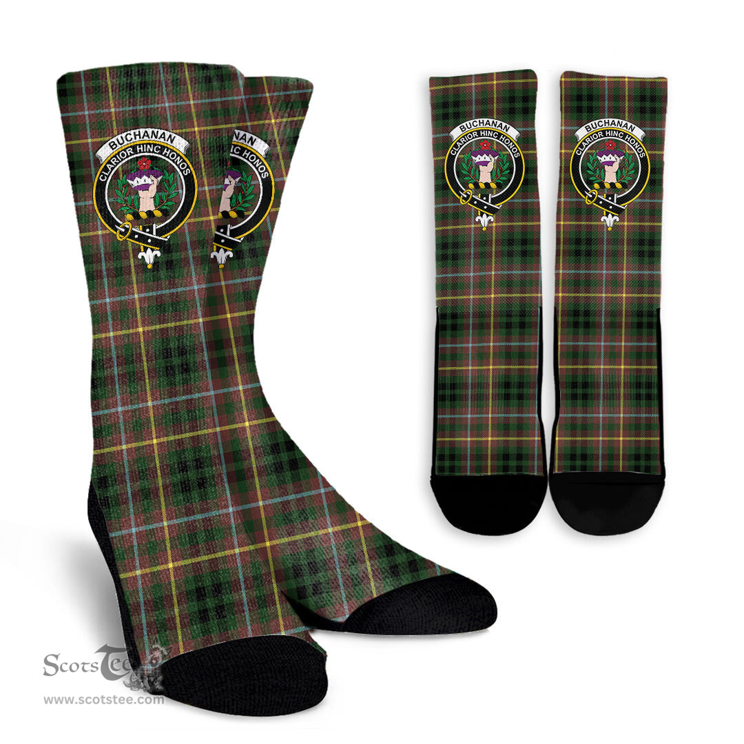 Scottish Buchanan Hunting Crest Tartan Plaid Crew Socks - Scottish Clans Crest Socks Scottish Plaid Tartan Plaid - ScotsTee - scotstee.com
