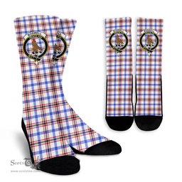 Scottish Boswell Modern Crest Tartan Plaid Crew Socks - Scottish Clans Crest Socks Scottish Plaid Tartan Plaid - ScotsTee - scotstee.com