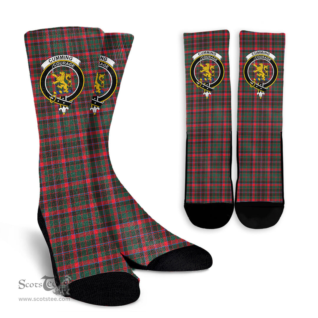 Scottish Cumming Hunting Modern Crest Tartan Plaid Crew Socks - Scottish Clans Crest Socks Scottish Plaid Tartan Plaid - ScotsTee - scotstee.com
