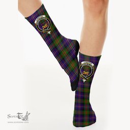 Scottish Cameron of Erracht Modern Crest Tartan Plaid Crew Socks - Scottish Clans Crest Socks Scottish Plaid Tartan Plaid - ScotsTee - scotstee.com