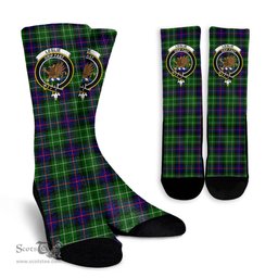 Scottish Leslie Hunting Crest Tartan Plaid Crew Socks - Scottish Clans Crest Socks Scottish Plaid Tartan Plaid - ScotsTee - scotstee.com