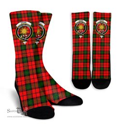 Scottish Kerr Modern Crest Tartan Plaid Crew Socks - Scottish Clans Crest Socks Scottish Plaid Tartan Plaid - ScotsTee - scotstee.com