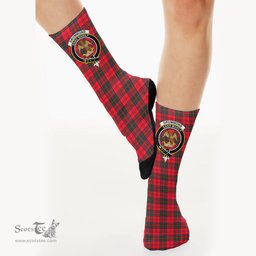 Scottish Drummond Modern Crest Tartan Plaid Crew Socks - Scottish Clans Crest Socks Scottish Plaid Tartan Plaid - ScotsTee - scotstee.com