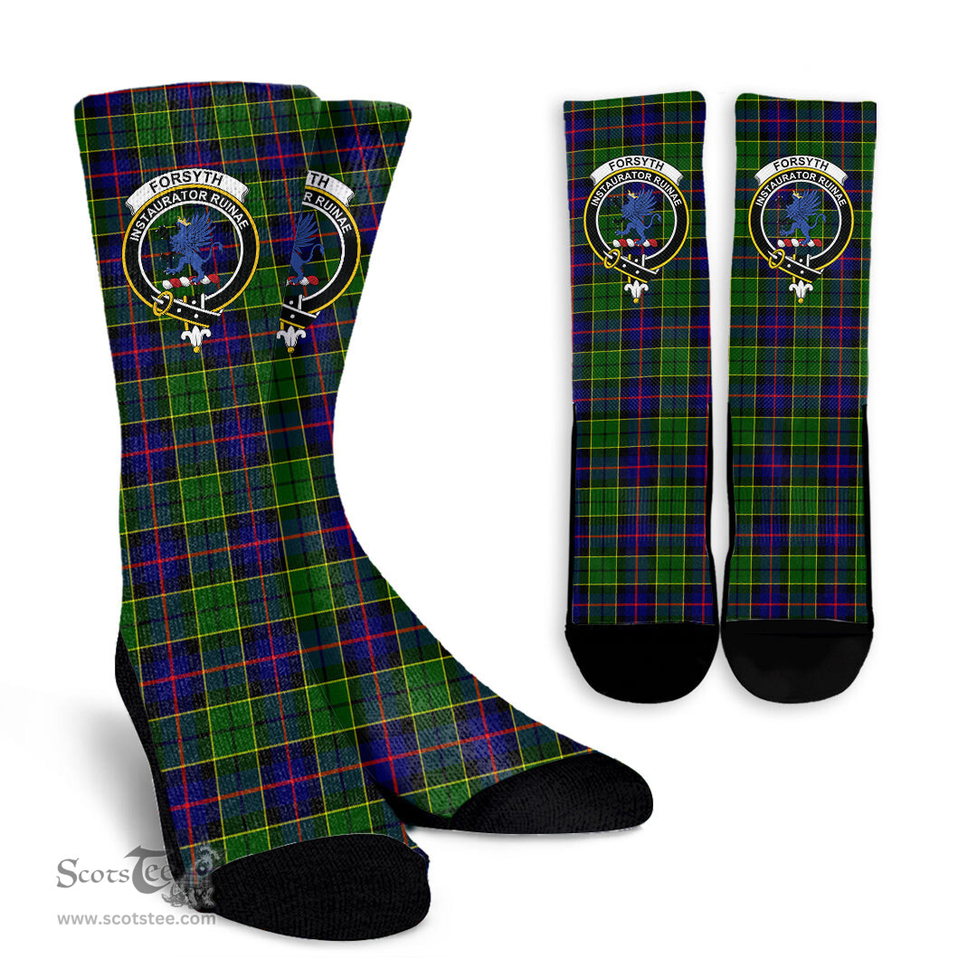 Scottish Forsyth Modern Crest Tartan Plaid Crew Socks - Scottish Clans Crest Socks Scottish Plaid Tartan Plaid - ScotsTee - scotstee.com