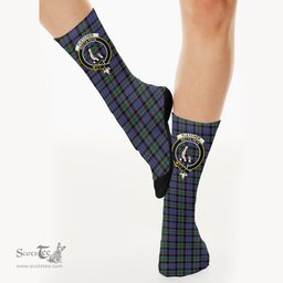 Scottish Fletcher Modern Crest Tartan Plaid Crew Socks - Scottish Clans Crest Socks Scottish Plaid Tartan Plaid - ScotsTee - scotstee.com