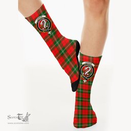 Scottish Lennox Modern Crest Tartan Plaid Crew Socks - Scottish Clans Crest Socks Scottish Plaid Tartan Plaid - ScotsTee - scotstee.com