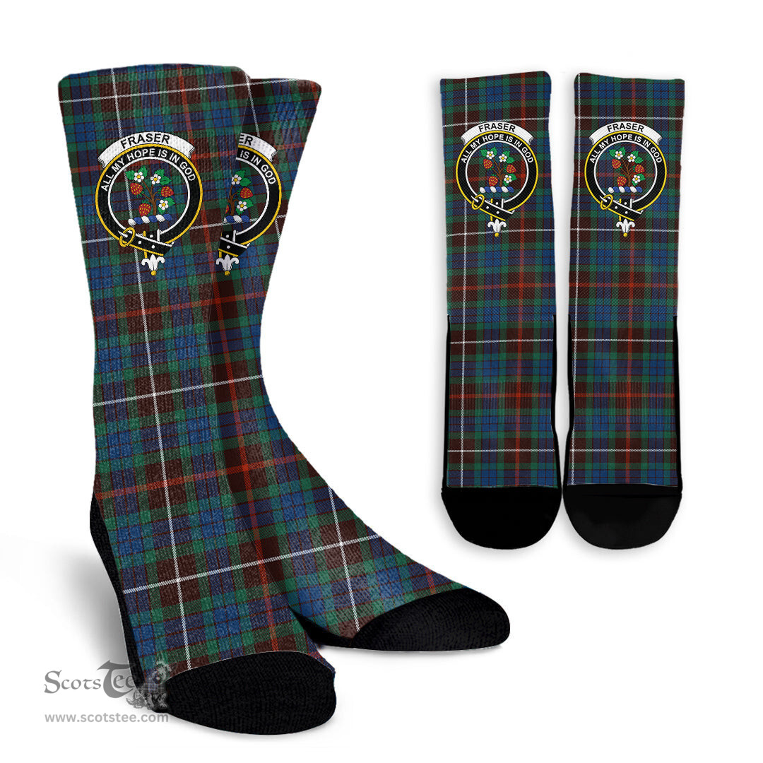 Scottish Fraser Hunting Ancient Crest Tartan Plaid Crew Socks - Scottish Clans Crest Socks Scottish Plaid Tartan Plaid - ScotsTee - scotstee.com