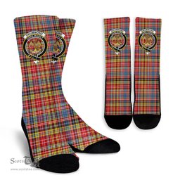 Scottish Drummond of Strathallan Crest Tartan Plaid Crew Socks - Scottish Clans Crest Socks Scottish Plaid Tartan Plaid - ScotsTee - scotstee.com
