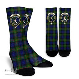 Scottish Gunn Modern Crest Tartan Plaid Crew Socks - Scottish Clans Crest Socks Scottish Plaid Tartan Plaid - ScotsTee - scotstee.com