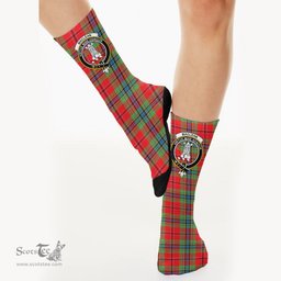 Scottish MacLean of Duart Modern Crest Tartan Plaid Crew Socks - Scottish Clans Crest Socks Scottish Plaid Tartan Plaid - ScotsTee - scotstee.com