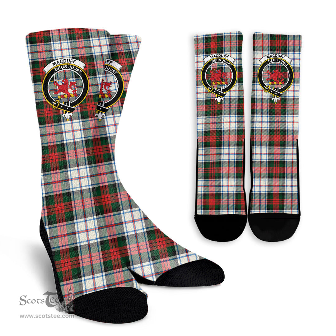Scottish MacDuff Dress Modern Crest Tartan Plaid Crew Socks - Scottish Clans Crest Socks Scottish Plaid Tartan Plaid - ScotsTee - scotstee.com