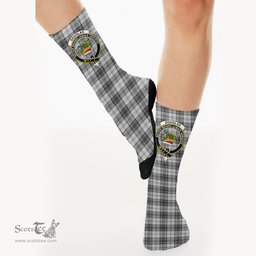 Scottish Douglas Grey Modern Crest Tartan Plaid Crew Socks - Scottish Clans Crest Socks Scottish Plaid Tartan Plaid - ScotsTee - scotstee.com
