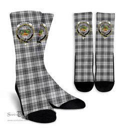 Scottish Douglas Grey Modern Crest Tartan Plaid Crew Socks - Scottish Clans Crest Socks Scottish Plaid Tartan Plaid - ScotsTee - scotstee.com