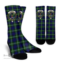 Scottish Forbes Modern Crest Tartan Plaid Crew Socks - Scottish Clans Crest Socks Scottish Plaid Tartan Plaid - ScotsTee - scotstee.com