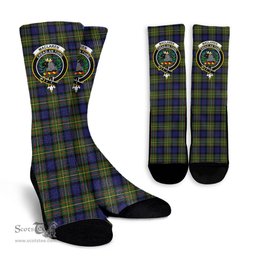Scottish MacLaren Modern Crest Tartan Plaid Crew Socks - Scottish Clans Crest Socks Scottish Plaid Tartan Plaid - ScotsTee - scotstee.com