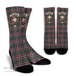 Scottish MacFarlane Hunting Modern Crest Tartan Plaid Crew Socks - Scottish Clans Crest Socks Scottish Plaid Tartan Plaid - ScotsTee - scotstee.com