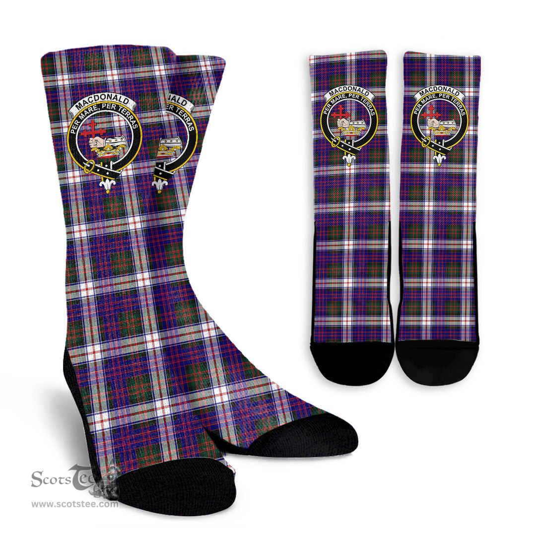 Scottish MacDonald Dress Modern Crest Tartan Plaid Crew Socks - Scottish Clans Crest Socks Scottish Plaid Tartan Plaid - ScotsTee - scotstee.com
