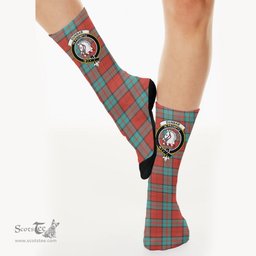 Scottish Dunbar Ancient Crest Tartan Plaid Crew Socks - Scottish Clans Crest Socks Scottish Plaid Tartan Plaid - ScotsTee - scotstee.com