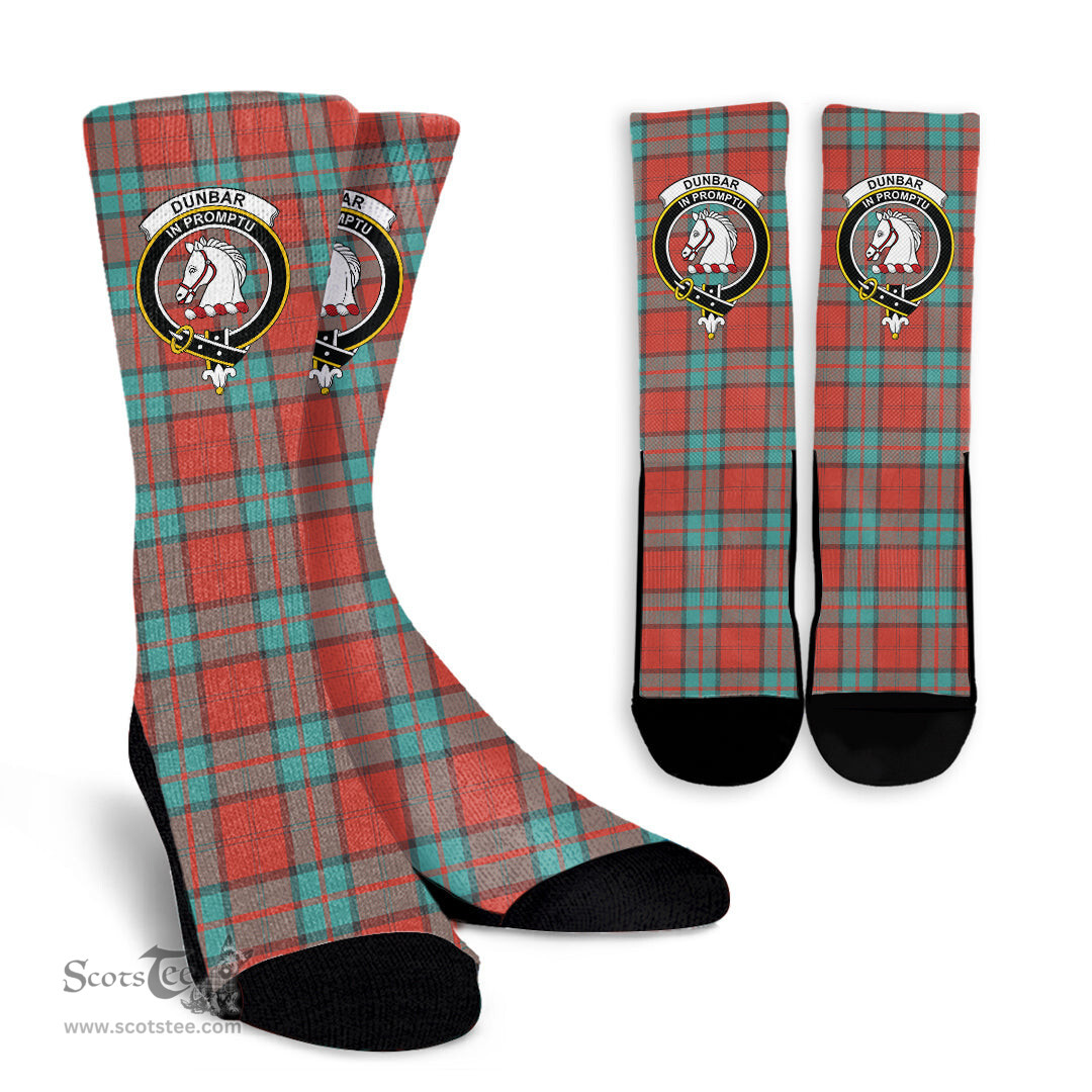 Scottish Dunbar Ancient Crest Tartan Plaid Crew Socks - Scottish Clans Crest Socks Scottish Plaid Tartan Plaid - ScotsTee - scotstee.com