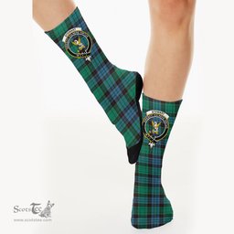 Scottish Stewart Old Ancient Crest Tartan Plaid Crew Socks - Scottish Clans Crest Socks Scottish Plaid Tartan Plaid - ScotsTee - scotstee.com