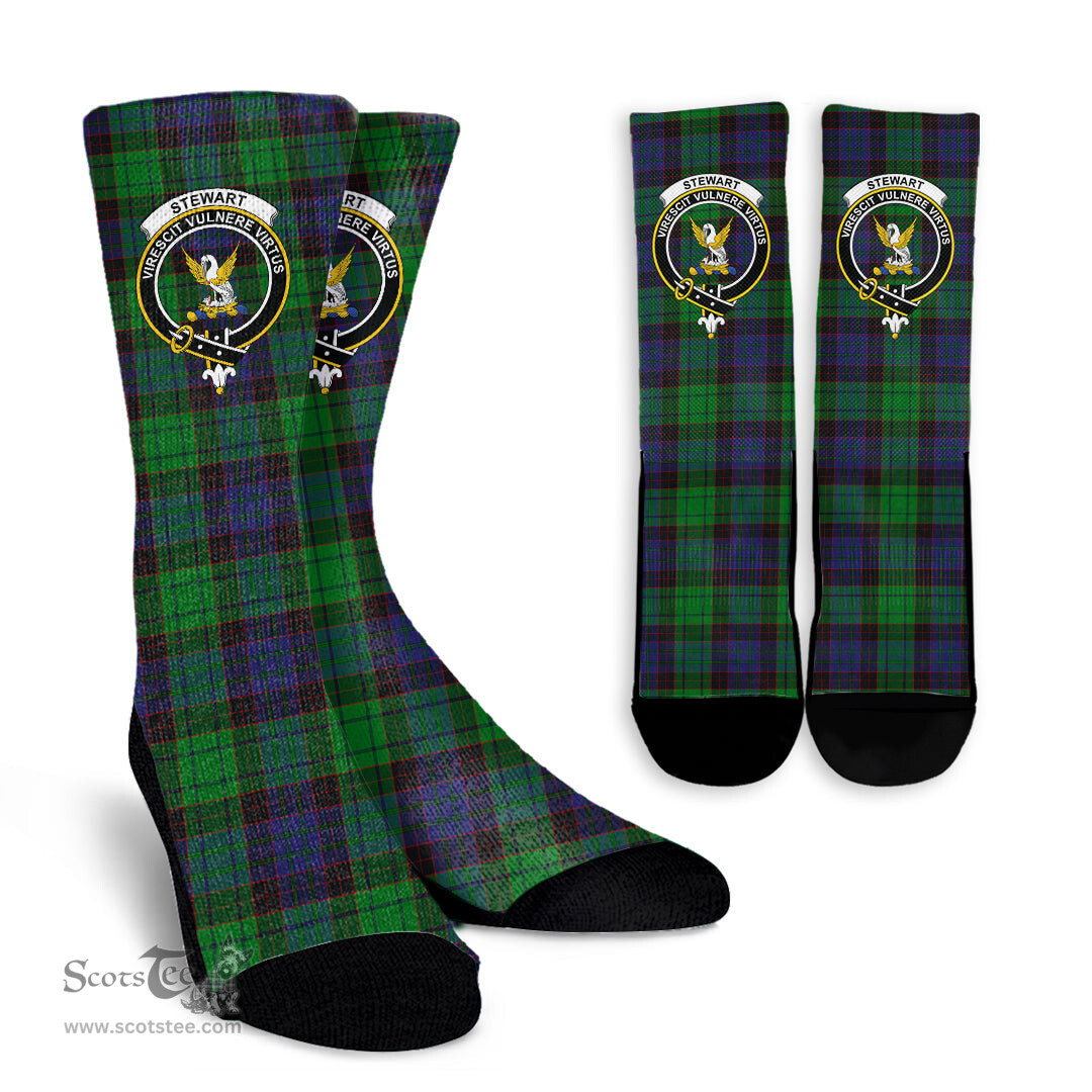 Scottish Stewart Old Modern Crest Tartan Plaid Crew Socks - Scottish Clans Crest Socks Scottish Plaid Tartan Plaid - ScotsTee - scotstee.com