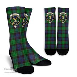 Scottish Stewart Old Modern Crest Tartan Plaid Crew Socks - Scottish Clans Crest Socks Scottish Plaid Tartan Plaid - ScotsTee - scotstee.com